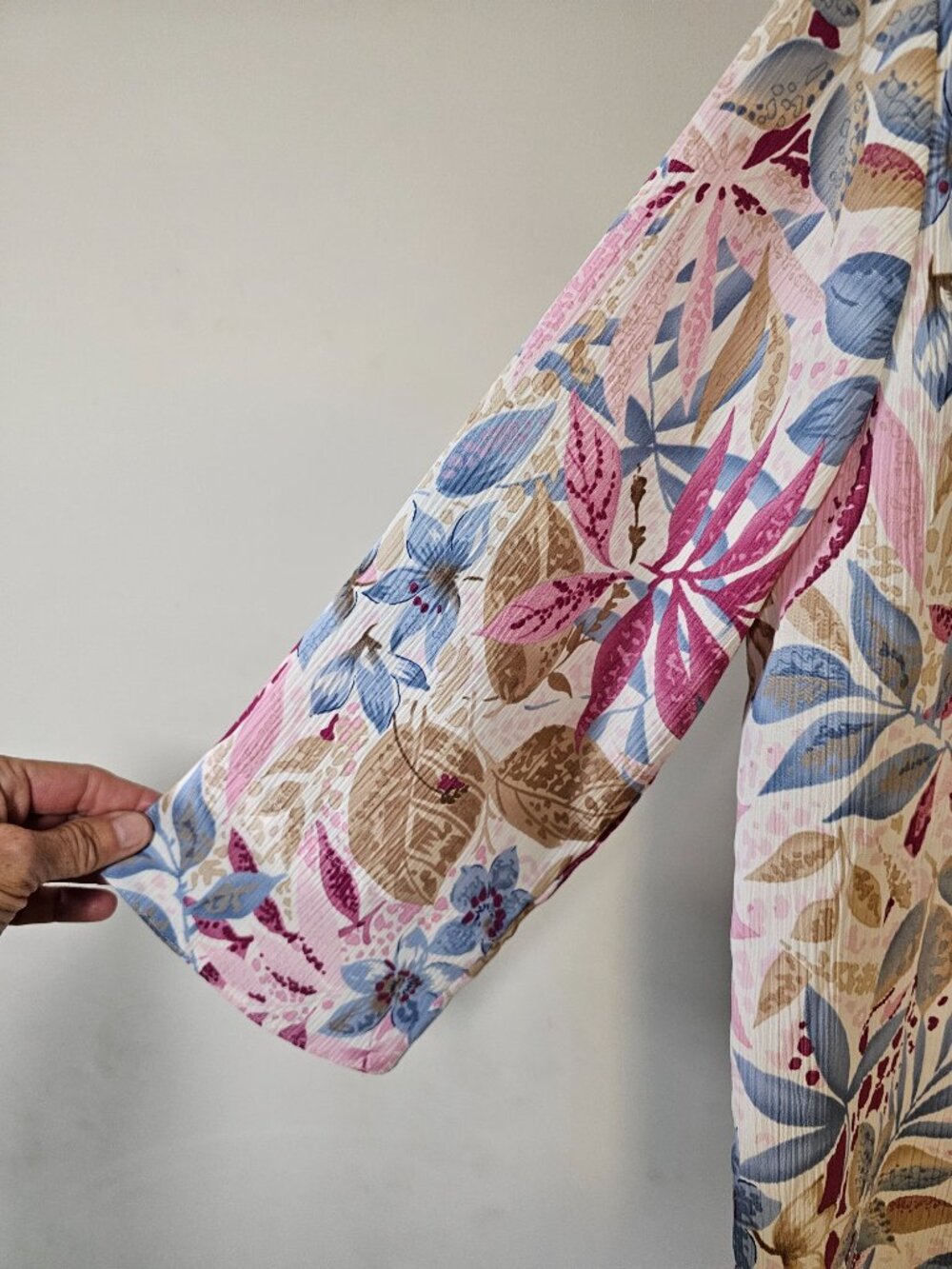 Vintage Allison Daley Blouse Button Up Floral Pink Blue Casual 12 - Picture 5 of 10